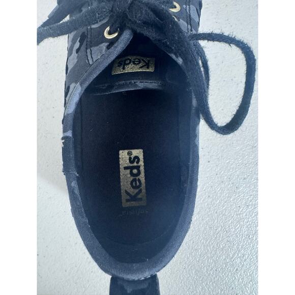 "KEDS" Triple Up Black Metallic Platform Sneakers SZ 8.5 Leopard Tween Preppy - Picture 6 of 8